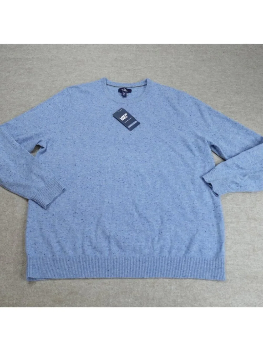 Lands' End Mens Sweater XL Blue Solid Full Zip 100% Cashmere NEW